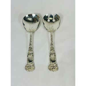 Vintage W.A. Italy Silver Plated Serving Spoons Bridal Rose